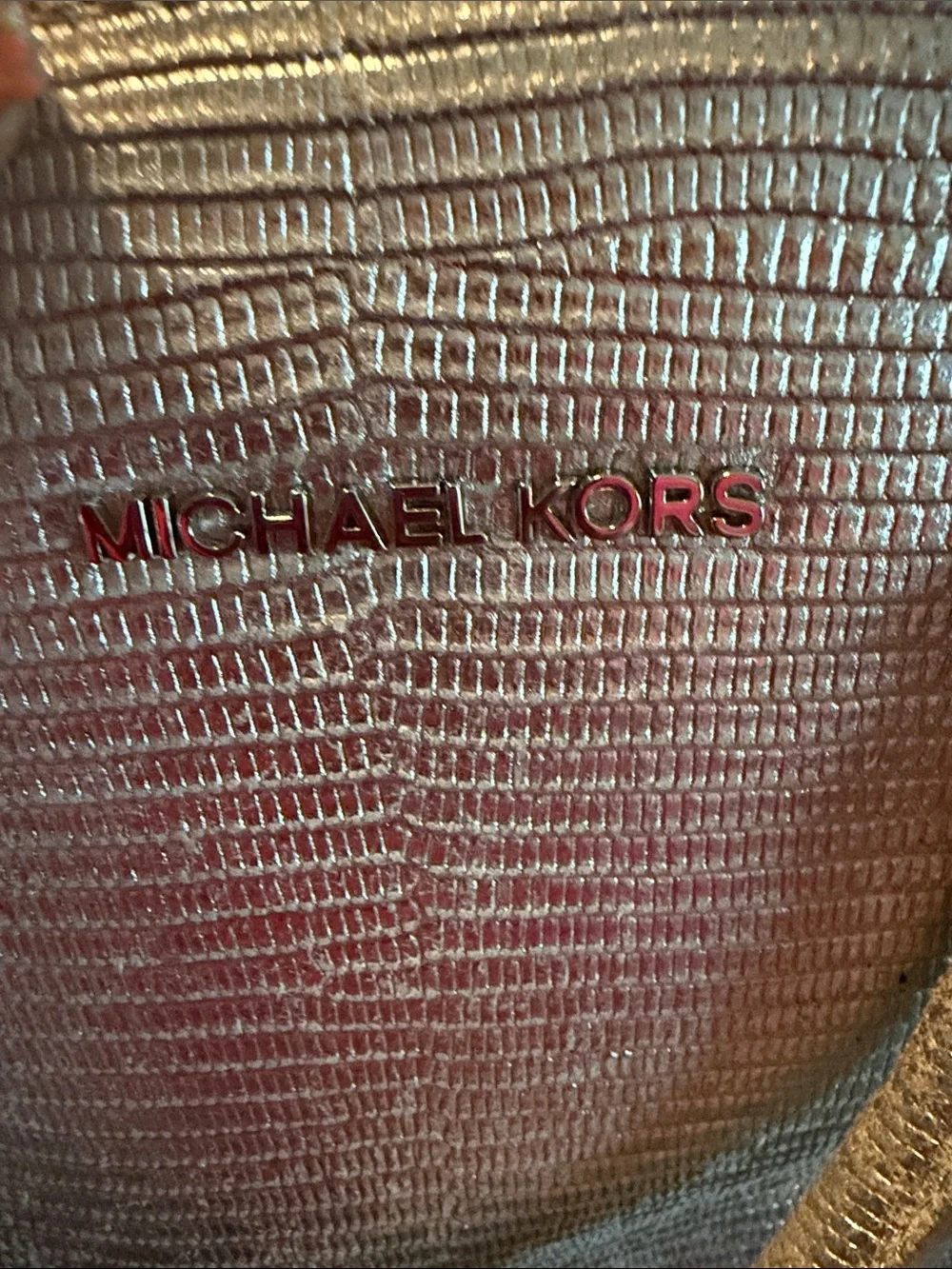 Michael Kors Metallic Silver Textured Satchel